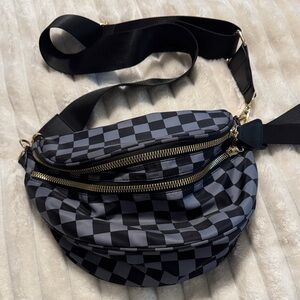 Stylish Black and Gray Checkered Women's Bag